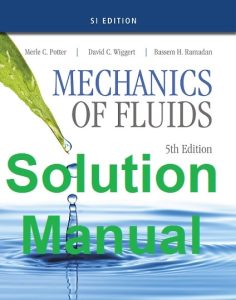 Solution Manual Mechanics of Fluids 5th SI Edition by Potter and Wiggert